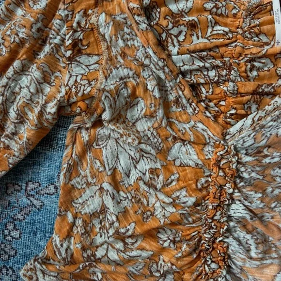 Free people say the word blouse in orange | size small - Picture 3 of 5